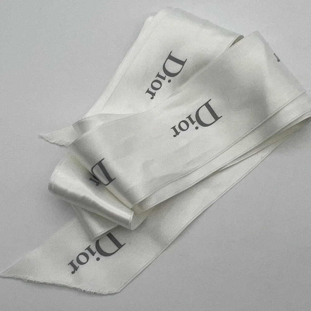 Dior‎ White Satin Logo Ribbon 104 Inches Authentic Designer Gift Wrap Accessory